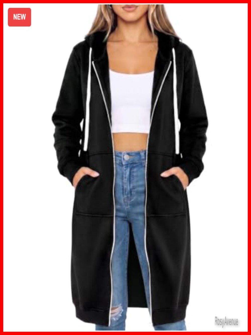 Womens Zip Up Fleece Hoodie Oversized Tunic Sweatshirt with Pockets